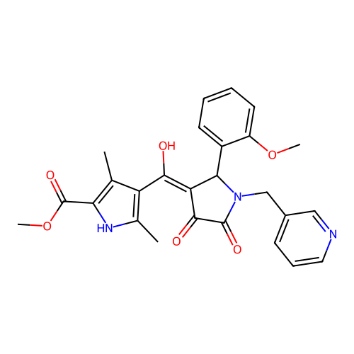 methyl 4-(4-hydroxy-2-(2-methoxyphenyl)-5-oxo-1-(pyridin-3-ylmethyl)-2,5-dihydro-1H-pyrrole-3-carbonyl)-3,5-dimethyl-1H-pyrrole-2-carboxylate structure