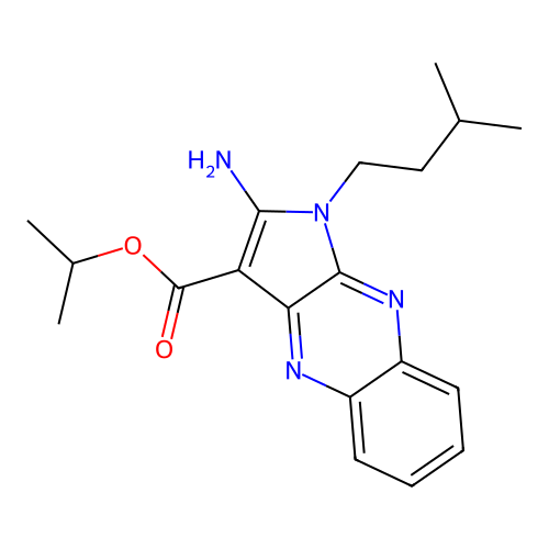 propan-2-yl 2-amino-1-(3-methylbutyl)-1H-pyrrolo[2,3-b]quinoxaline-3-carboxylate structure