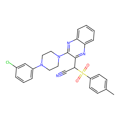 {3-[4-(3-chlorophenyl)piperazin-1-yl]quinoxalin-2-yl}[(4-methylphenyl)sulfonyl]acetonitrile structure