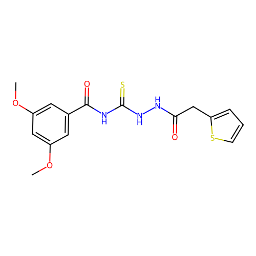 3,5-dimethoxy-N-[[(2-thiophen-2-ylacetyl)amino]carbamothioyl]benzamide structure