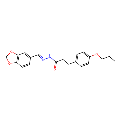 N'-[(E)-1,3-benzodioxol-5-ylmethylidene]-3-(4-propoxyphenyl)propanehydrazide structure