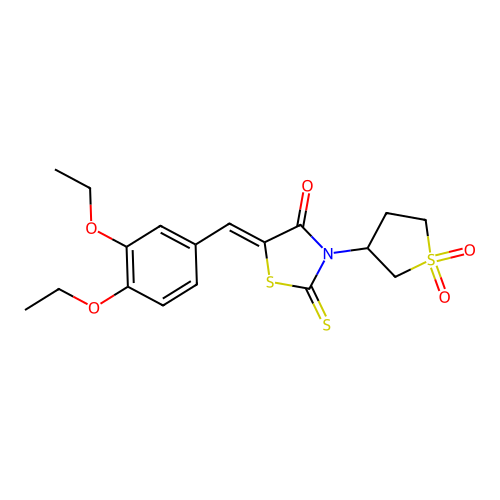 (Z)-5-(3,4-diethoxybenzylidene)-3-(1,1-dioxidotetrahydrothiophen-3-yl)-2-thioxothiazolidin-4-one structure
