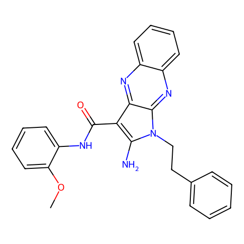 2-amino-N-(2-methoxyphenyl)-1-(2-phenylethyl)-1H-pyrrolo[2,3-b]quinoxaline-3-carboxamide structure