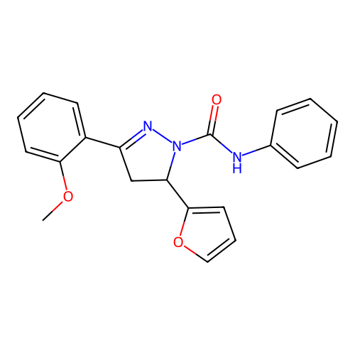 5-(furan-2-yl)-3-(2-methoxyphenyl)-N-phenyl-4,5-dihydro-1H-pyrazole-1-carboxamide structure