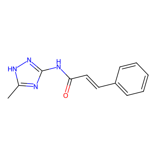 N-(5-methyl-1H-1,2,4-triazol-3-yl)-3-phenylprop-2-enamide structure