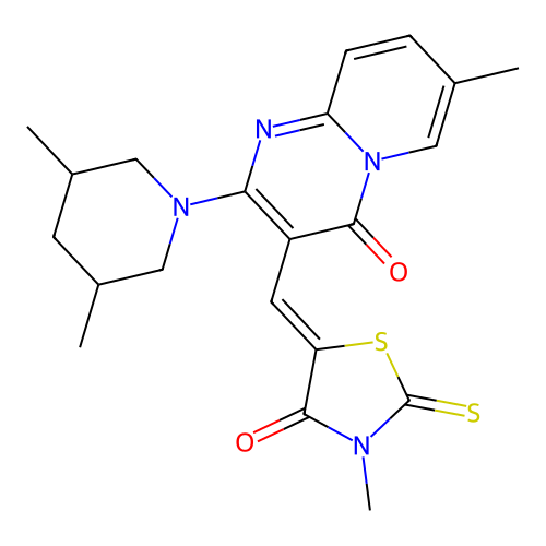 (Z)-5-((2-(3,5-dimethylpiperidin-1-yl)-7-methyl-4-oxo-4H-pyrido[1,2-a]pyrimidin-3-yl)methylene)-3-methyl-2-thioxothiazolidin-4-one structure