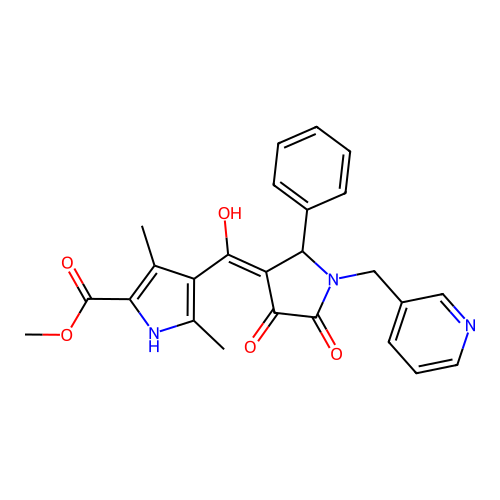 methyl 4-(4-hydroxy-5-oxo-2-phenyl-1-(pyridin-3-ylmethyl)-2,5-dihydro-1H-pyrrole-3-carbonyl)-3,5-dimethyl-1H-pyrrole-2-carboxylate structure