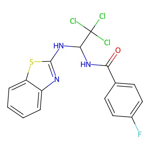 N-[1-(1,3-benzothiazol-2-ylamino)-2,2,2-trichloroethyl]-4-fluorobenzamide structure