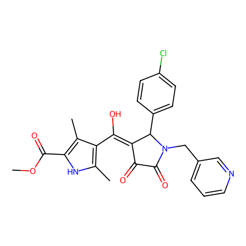 methyl 4-(2-(4-chlorophenyl)-4-hydroxy-5-oxo-1-(pyridin-3-ylmethyl)-2,5-dihydro-1H-pyrrole-3-carbonyl)-3,5-dimethyl-1H-pyrrole-2-carboxylate structure