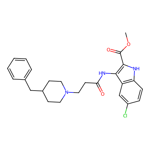 methyl 3-(3-(4-benzylpiperidin-1-yl)propanamido)-5-chloro-1H-indole-2-carboxylate structure
