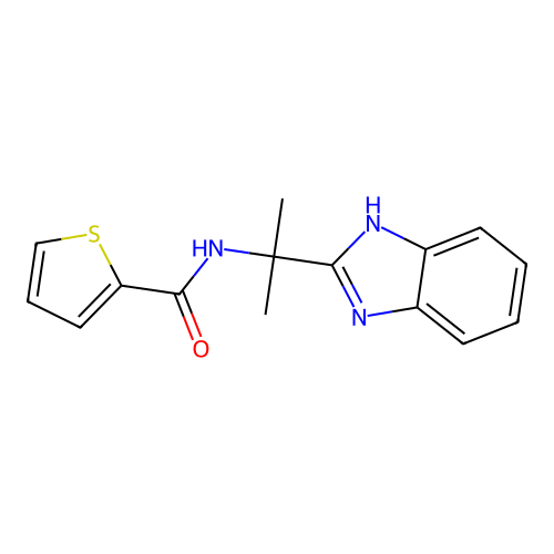 N-[2-(1H-benzimidazol-2-yl)propan-2-yl]thiophene-2-carboxamide structure