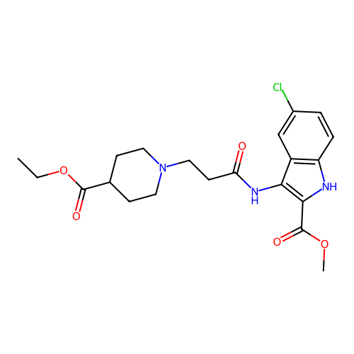 Methyl 5-chloro-3-[3-(4-ethoxycarbonyl-1-piperidyl)propanoylamino]-1H-indole-2-carboxylate structure