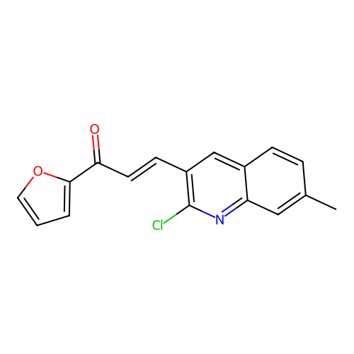 (E)-3-(2-chloro-7-methylquinolin-3-yl)-1-(furan-2-yl)prop-2-en-1-one structure