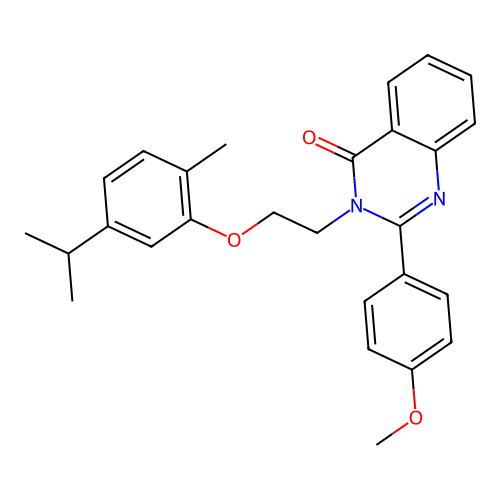 2-(4-methoxyphenyl)-3-[2-(2-methyl-5-propan-2-yl-phenoxy)ethyl]quinazolin-4-one structure