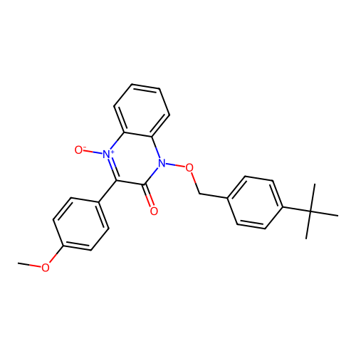 1-[(4-tert-butylbenzyl)oxy]-3-(4-methoxyphenyl)quinoxalin-2(1H)-one 4-oxide structure