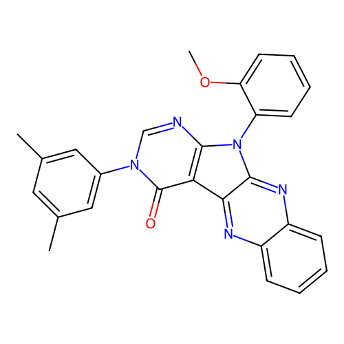 3-(3,5-Dimethyl-phenyl)-11-(2-methoxy-phenyl)-3,11-dihydro-1,3,5,10,11-pentaaza-benzo[b]fluoren-4-one structure