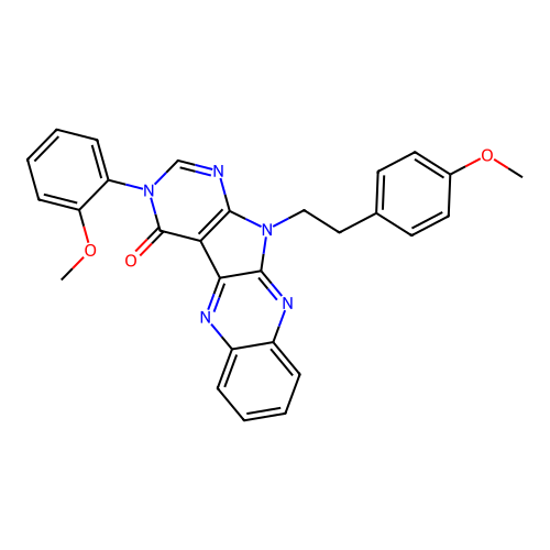 11-(4-methoxyphenethyl)-3-(2-methoxyphenyl)-3H-pyrimido[5',4':4,5]pyrrolo[2,3-b]quinoxalin-4(11H)-one structure