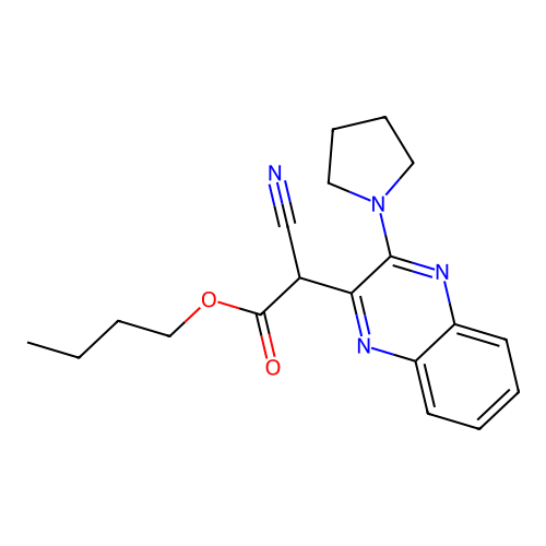 Butyl cyano[3-(pyrrolidin-1-yl)quinoxalin-2-yl]acetate structure