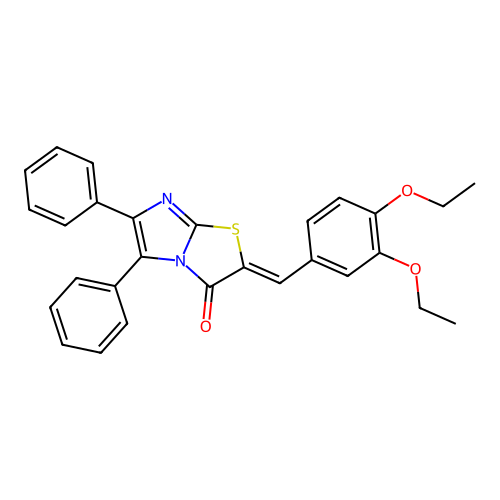 (Z)-2-(3,4-diethoxybenzylidene)-5,6-diphenylimidazo[2,1-b]thiazol-3(2H)-one structure
