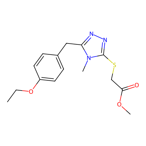 methyl {[5-(4-ethoxybenzyl)-4-methyl-4H-1,2,4-triazol-3-yl]sulfanyl}acetate structure