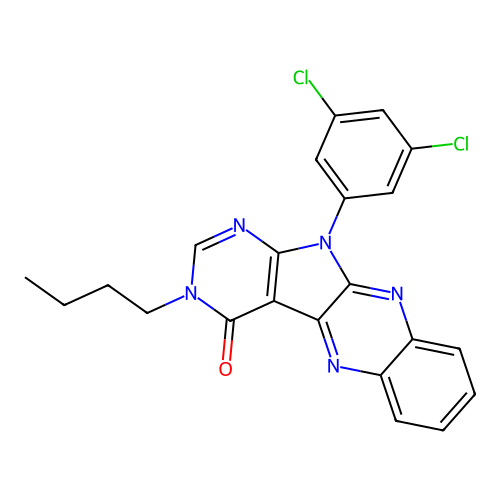 3-butyl-11-(3,5-dichlorophenyl)-3,11-dihydro-4H-pyrimido[5',4':4,5]pyrrolo[2,3-b]quinoxalin-4-one structure