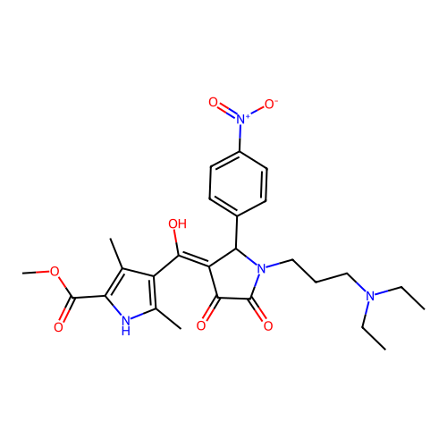 methyl 4-({1-[3-(diethylamino)propyl]-4-hydroxy-2-(4-nitrophenyl)-5-oxo(3-pyrr olin-3-yl)}carbonyl)-3,5-dimethylpyrrole-2-carboxylate structure