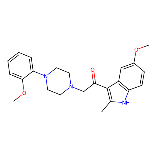 1-(5-methoxy-2-methyl-1H-indol-3-yl)-2-[4-(2-methoxyphenyl)piperazin-1-yl]ethanone structure