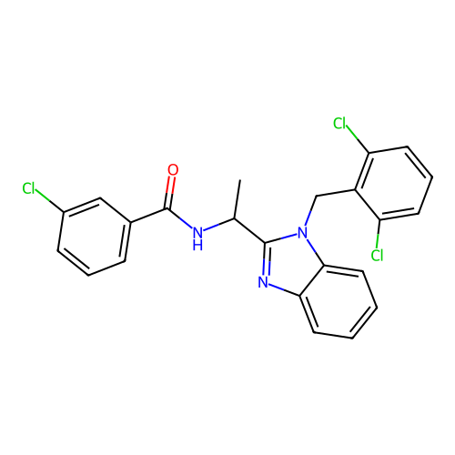 3-chloro-N-{1-[1-(2,6-dichlorobenzyl)-1H-benzimidazol-2-yl]ethyl}benzamide structure