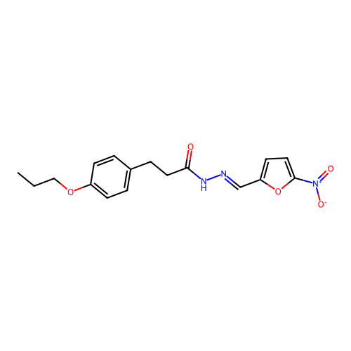 N'-[(E)-(5-nitrofuran-2-yl)methylidene]-3-(4-propoxyphenyl)propanehydrazide structure