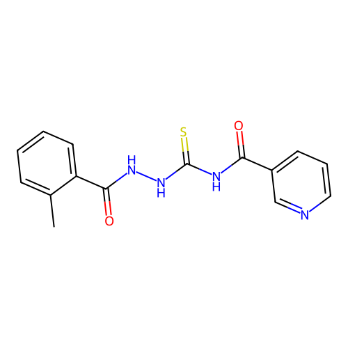 N-[N'-(2-Methyl-benzoyl)-hydrazinocarbothioyl]-nicotinamide structure