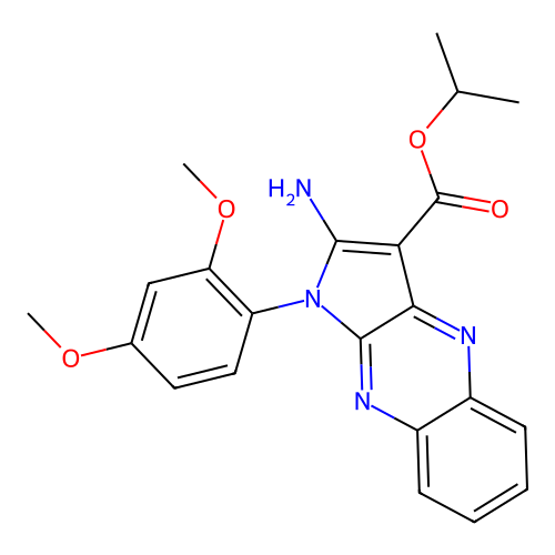 isopropyl 2-amino-1-(2,4-dimethoxyphenyl)-1H-pyrrolo[2,3-b]quinoxaline-3-carboxylate structure