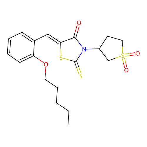 (Z)-3-(1,1-dioxidotetrahydrothiophen-3-yl)-5-(2-(pentyloxy)benzylidene)-2-thioxothiazolidin-4-one structure