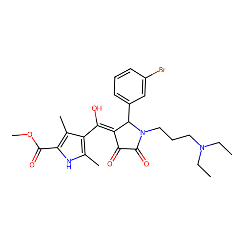 methyl 4-({1-[3-(diethylamino)propyl]-2-(3-bromophenyl)-4-hydroxy-5-oxo(3-pyrr olin-3-yl)}carbonyl)-3,5-dimethylpyrrole-2-carboxylate structure