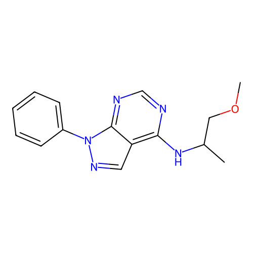 N-(1-methoxypropan-2-yl)-1-phenyl-1H-pyrazolo[3,4-d]pyrimidin-4-amine structure