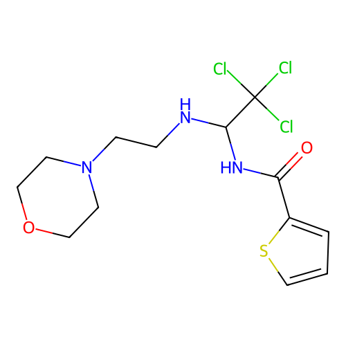 N-[2,2,2-trichloro-1-(2-morpholin-4-ylethylamino)ethyl]thiophene-2-carboxamide structure