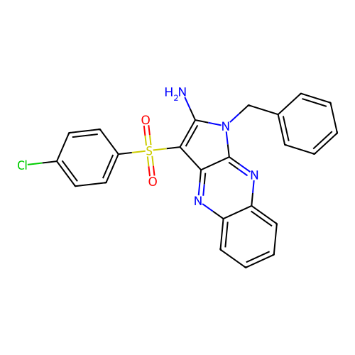 1-benzyl-3-((4-chlorophenyl)sulfonyl)-1H-pyrrolo[2,3-b]quinoxalin-2-amine structure