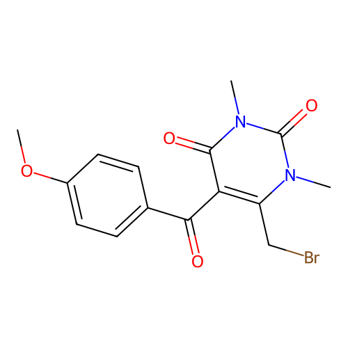 6-(bromomethyl)-5-(4-methoxybenzoyl)-1,3-dimethylpyrimidine-2,4-dione structure