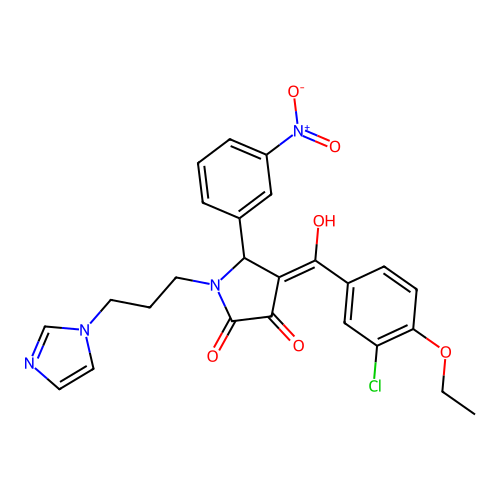 (4E)-4-[(3-chloro-4-ethoxyphenyl)-hydroxymethylidene]-1-(3-imidazol-1-ylpropyl)-5-(3-nitrophenyl)pyrrolidine-2,3-dione structure