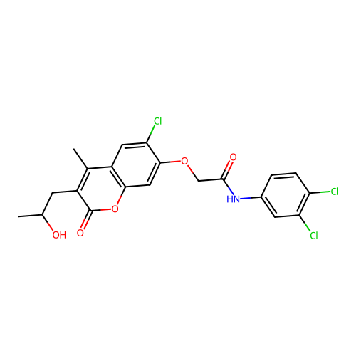 2-((6-chloro-3-(2-hydroxypropyl)-4-methyl-2-oxo-2H-chromen-7-yl)oxy)-N-(3,4-dichlorophenyl)acetamide structure