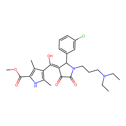methyl 4-({1-[3-(diethylamino)propyl]-2-(3-chlorophenyl)-4-hydroxy-5-oxo(3-pyr rolin-3-yl)}carbonyl)-3,5-dimethylpyrrole-2-carboxylate structure