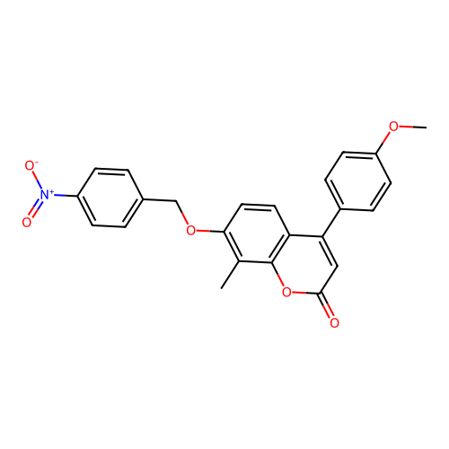 4-(4-Methoxyphenyl)-8-methyl-7-[(4-nitrophenyl)methoxy]chromen-2-one structure