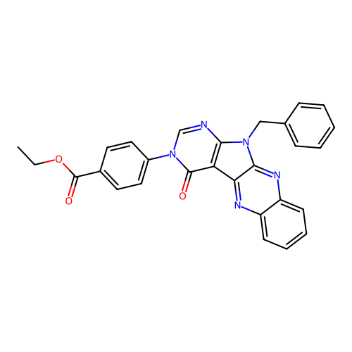 ethyl 4-(11-benzyl-4-oxo-4,11-dihydro-3H-pyrimido[5',4':4,5]pyrrolo[2,3-b]quinoxalin-3-yl)benzoate structure