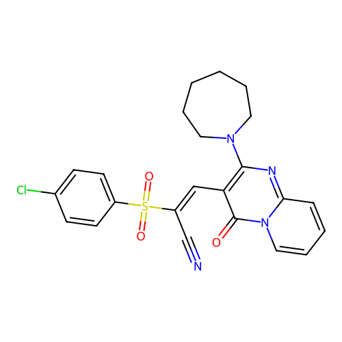 (2E)-3-[2-(AZEPAN-1-YL)-4-OXO-4H-PYRIDO[1,2-A]PYRIMIDIN-3-YL]-2-(4-CHLOROBENZENESULFONYL)PROP-2-ENENITRILE structure
