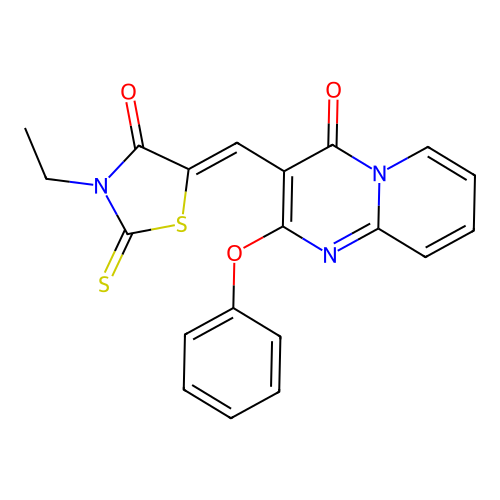 3-[(Z)-(3-ethyl-4-oxo-2-thioxo-1,3-thiazolidin-5-ylidene)methyl]-2-phenoxy-4H-pyrido[1,2-a]pyrimidin-4-one structure