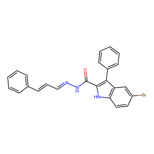 5-bromo-N-(cinnamylideneamino)-3-phenyl-1H-indole-2-carboxamide structure