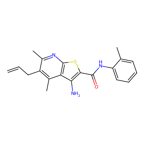 5-allyl-3-amino-4,6-dimethyl-N-(o-tolyl)thieno[2,3-b]pyridine-2-carboxamide structure