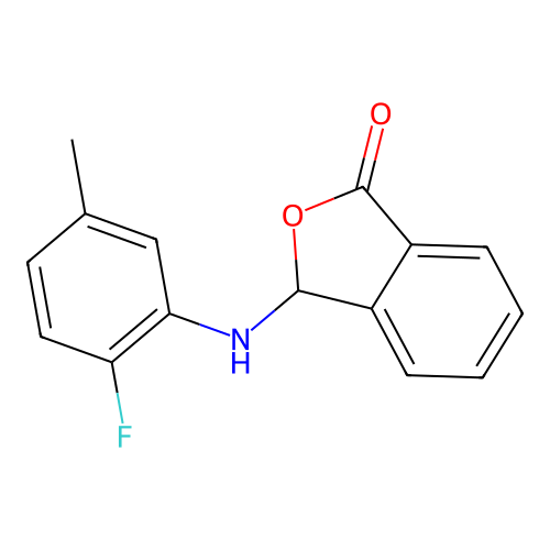 3-[(2-fluoro-5-methylphenyl)amino]-2-benzofuran-1(3H)-one structure