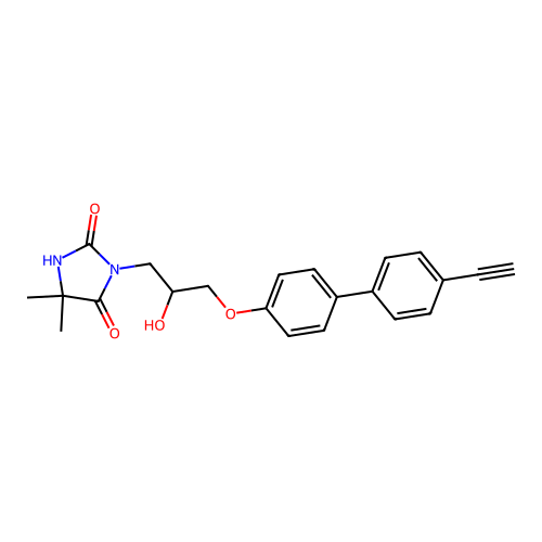 3-[3-[4-(4-ethynylphenyl)phenoxy]-2-hydroxypropyl]-5,5-dimethylimidazolidine-2,4-dione structure