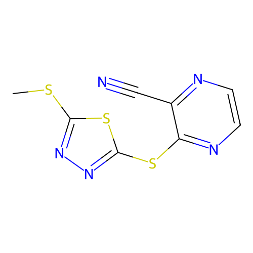 3-(5-(Methylthio)-1,3,4-thiadiazol-2-ylthio)pyrazine-2-carbonitrile structure