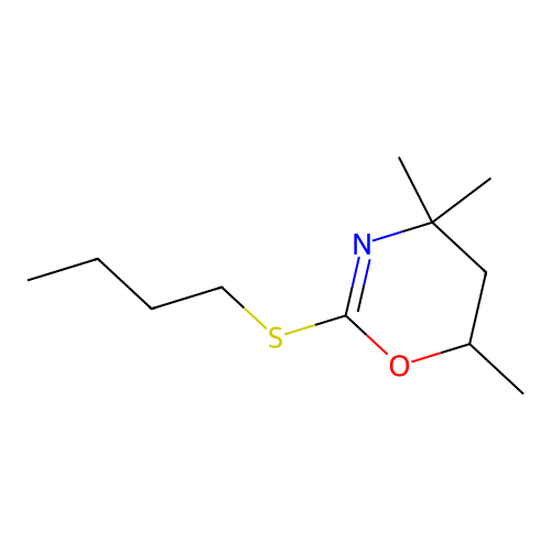 2-Butylsulfanyl-4,4,6-trimethyl-5,6-dihydro-1,3-oxazine structure